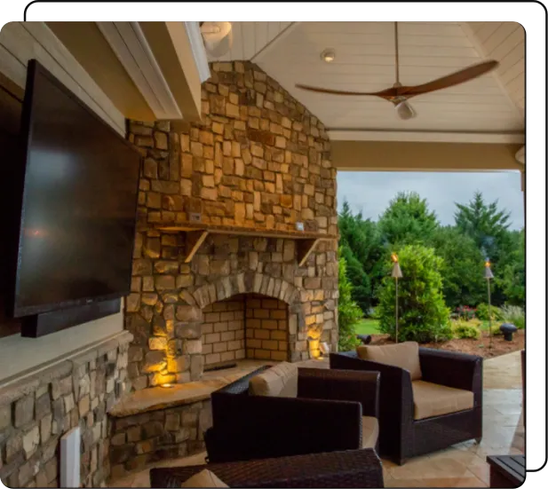 home theater installed in a patio kitchen Southampton